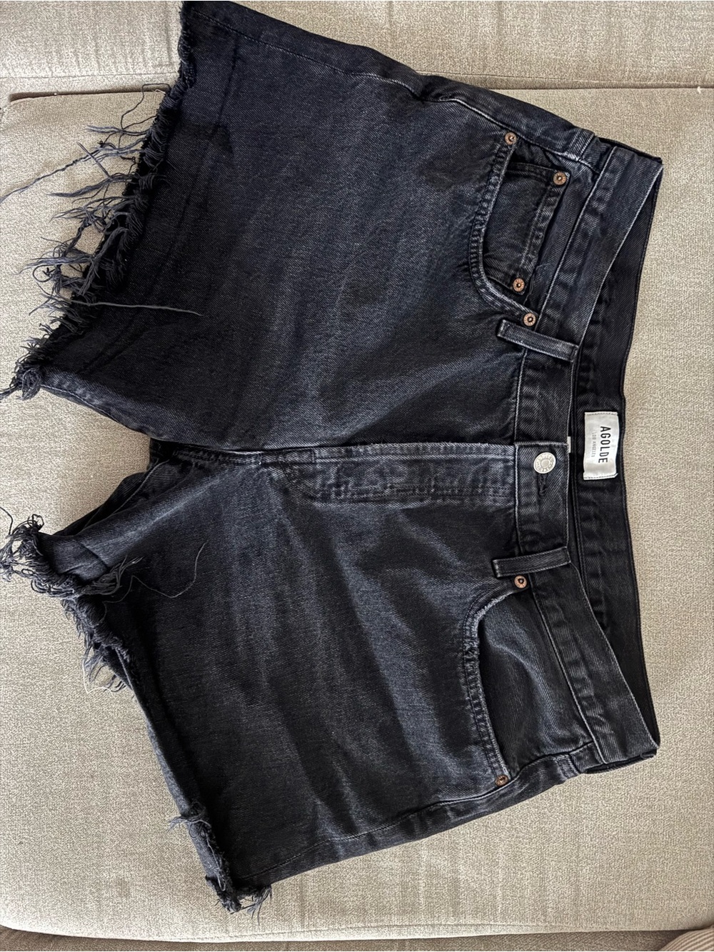 AGOLDE Black High Rise Denim Cutoff Shorts Size 33